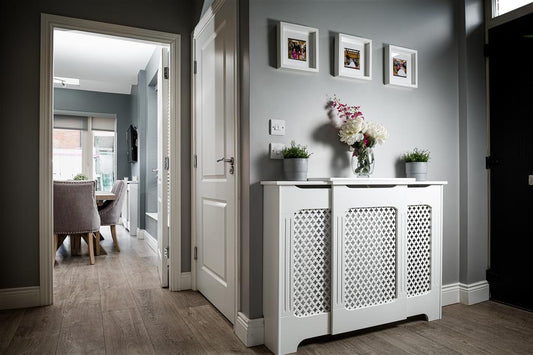 Classic Adjustable White Radiator Cover Medium