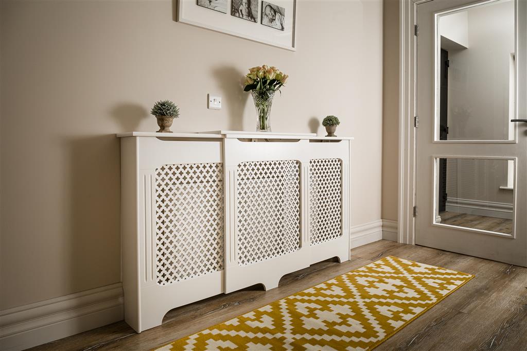 Classic Adjustable White Radiator Cover Large