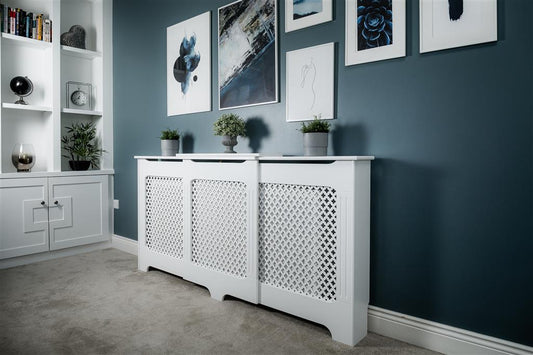 Classic Adjustable White Radiator Cover Large