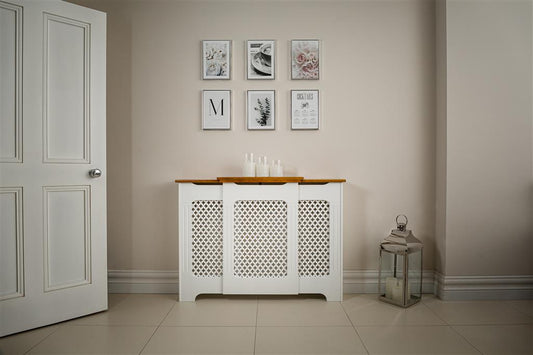 Classic Adj Radiator Cover 2Tone White&Oak Medium
