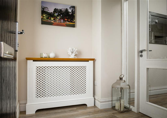 Georgian Radiator Cover 2 Tone White & Oak Small