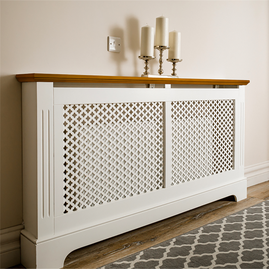 Georgian Radiator Cover 2 Tone White & Oak Large